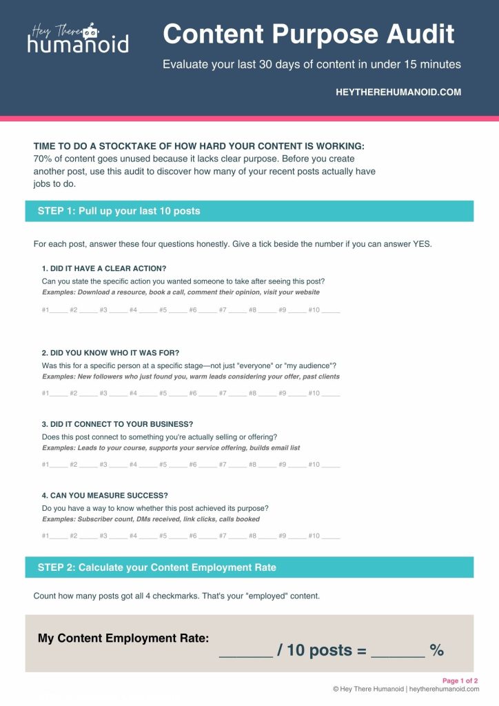 Content Purpose Audit