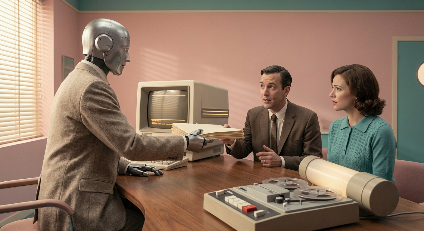 Circular workflow diagram showing the six steps with AI and human touchpoints clearly marked